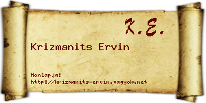 Krizmanits Ervin névjegykártya