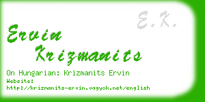 ervin krizmanits business card